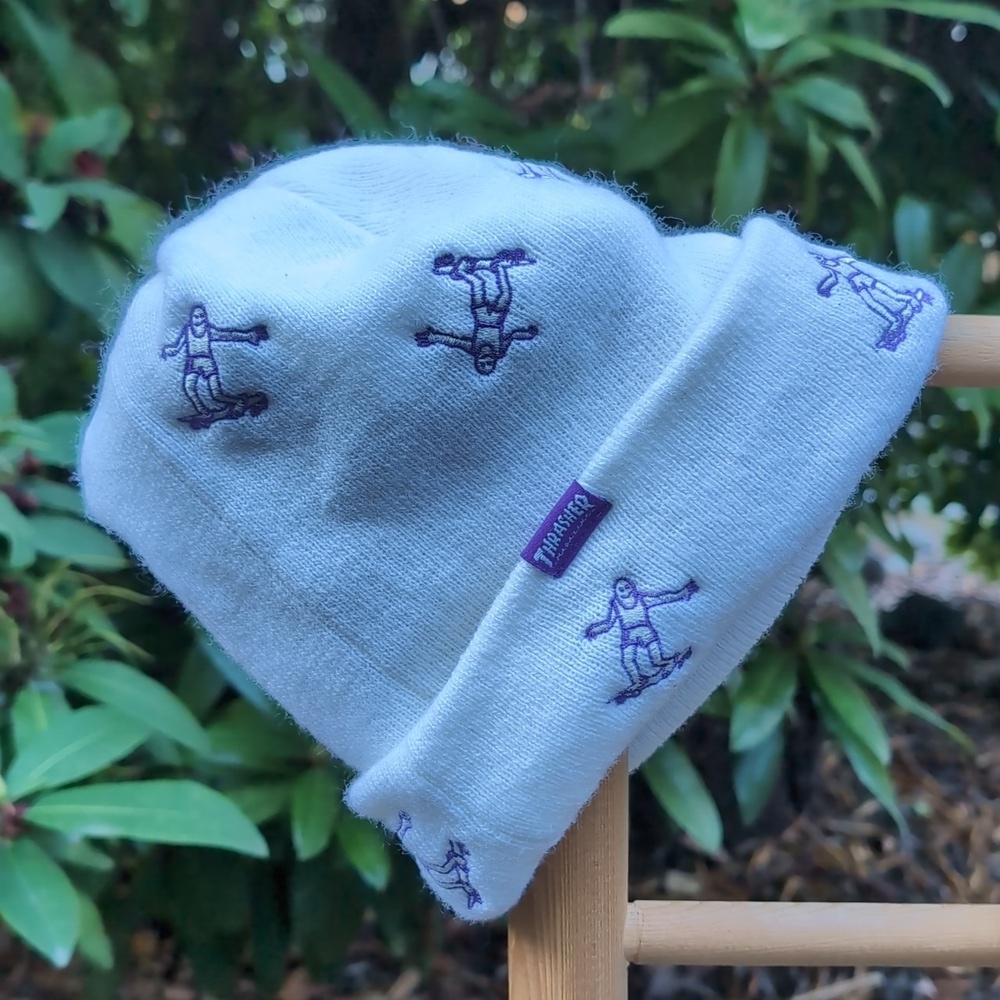 White Thrasher Doodle Board Embroidered Beanie